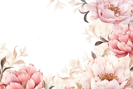 Peony flowers watercolor background with white space. watercolor illustrationの素材