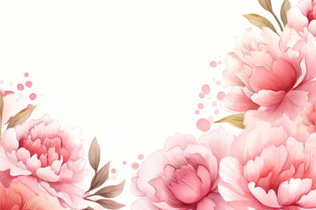 Peony flowers watercolor background with white space. watercolor illustrationの素材