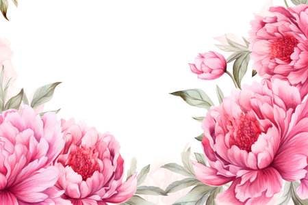 Peony flowers watercolor background with white space. watercolor illustrationの素材