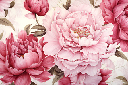 Beautiful peony flowers background in watercolor styleの素材
