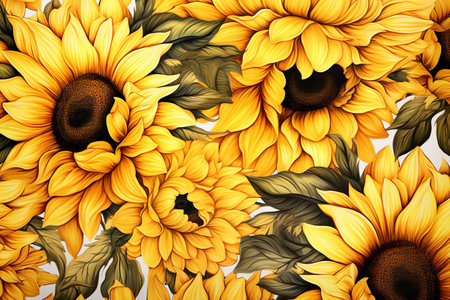 Watercolor sunflower backgroundの素材