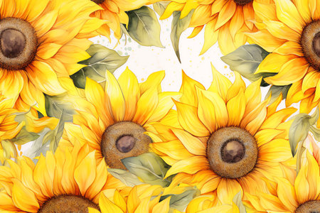Watercolor sunflower backgroundの素材