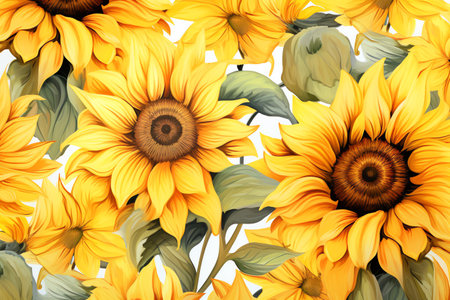 Watercolor sunflower backgroundの素材