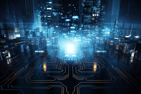 Circuit board background image with hi-tech digital technology conceptの素材