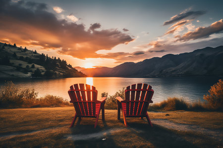 beautiful relaxing peaceful landscape, mountain, lake, beachの素材
