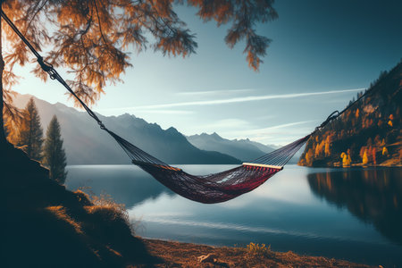 beautiful relaxing peaceful landscape, mountain, lake, beachの素材