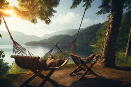 beautiful relaxing peaceful landscape, mountain, lake, beachの素材