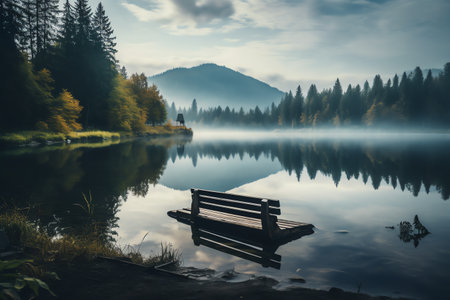 beautiful relaxing peaceful landscape, mountain, lake, beachの素材