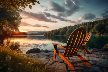 beautiful relaxing peaceful landscape, mountain, lake, beachの素材