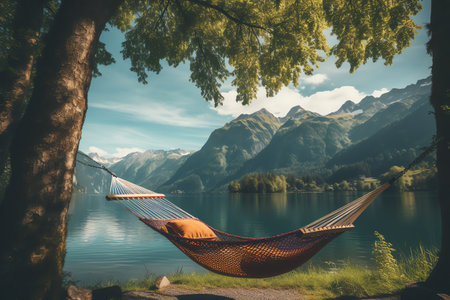 beautiful relaxing peaceful landscape, mountain, lake, beachの素材