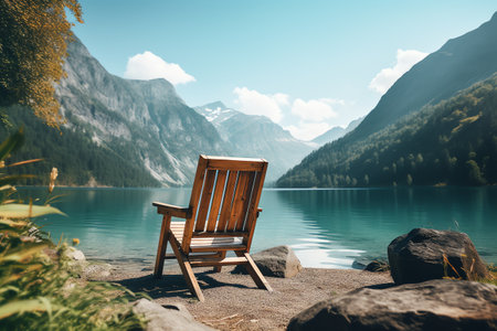 beautiful relaxing peaceful landscape, mountain, lake, beachの素材