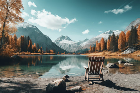 beautiful relaxing peaceful landscape, mountain, lake, beachの素材
