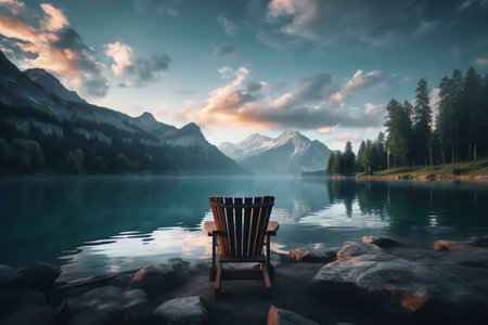 beautiful relaxing peaceful landscape, mountain, lake, beachの素材