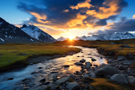 beautiful relaxing peaceful landscape, mountain, lake, beachの素材