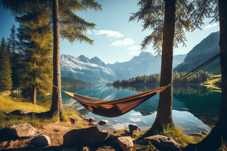 beautiful relaxing peaceful landscape, mountain, lake, beachの素材