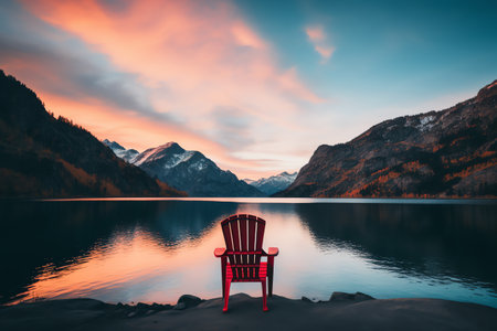 beautiful relaxing peaceful landscape, mountain, lake, beachの素材