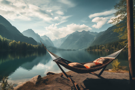 beautiful relaxing peaceful landscape, mountain, lake, beachの素材