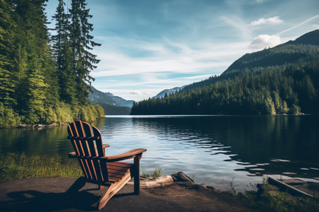 beautiful relaxing peaceful landscape, mountain, lake, beachの素材