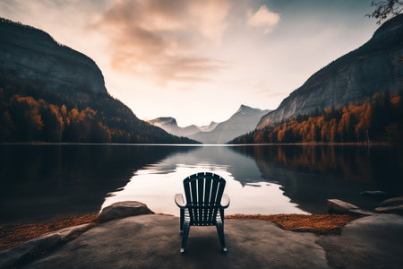 beautiful relaxing peaceful landscape, mountain, lake, beachの素材