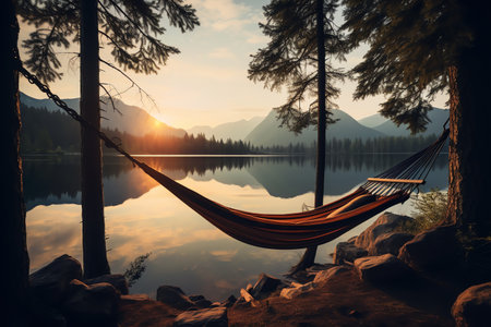 beautiful relaxing peaceful landscape, mountain, lake, beachの素材