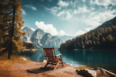 beautiful relaxing peaceful landscape, mountain, lake, beachの素材