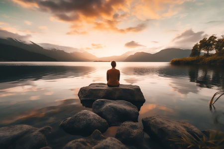 beautiful relaxing peaceful landscape, mountain, lake, beachの素材