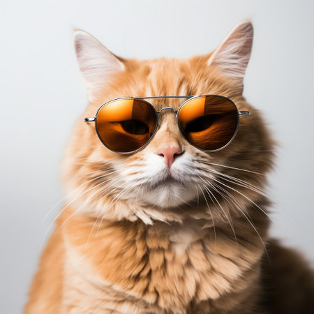 cute adorable orange cat wears sunglassesの素材