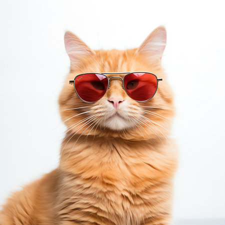 cute adorable orange cat wears sunglassesの素材