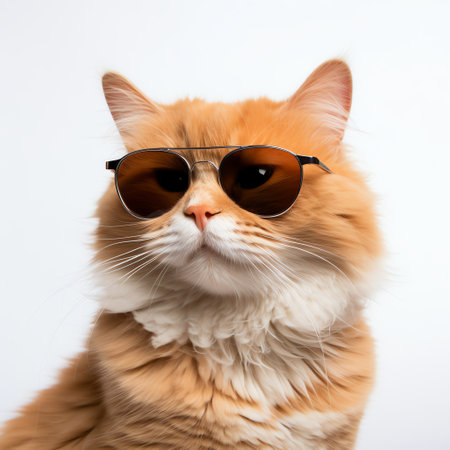 cute adorable orange cat wears sunglassesの素材