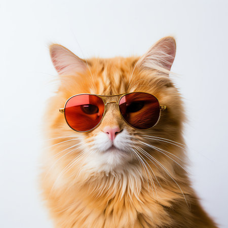 cute adorable orange cat wears sunglassesの素材