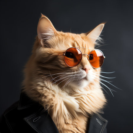 cute adorable orange cat wears sunglassesの素材