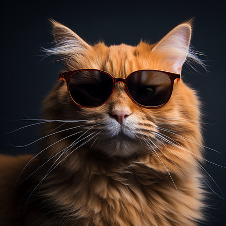 cute adorable orange cat wears sunglassesの素材