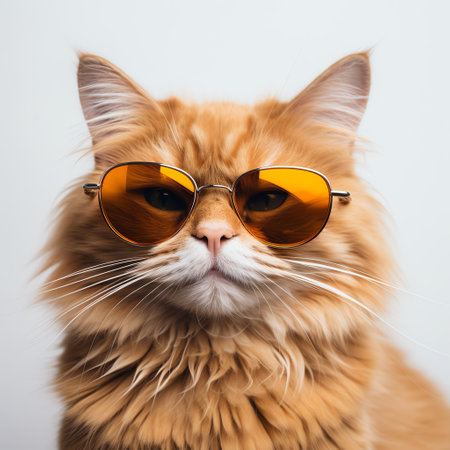 cute adorable orange cat wears sunglassesの素材