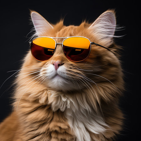 cute adorable orange cat wears sunglassesの素材