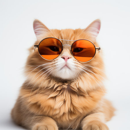 cute adorable orange cat wears sunglassesの素材