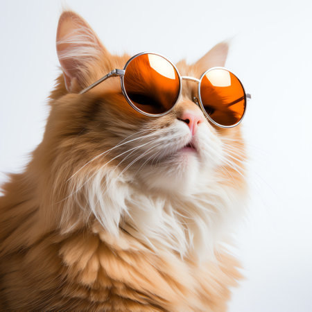 cute adorable orange cat wears sunglassesの素材