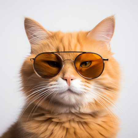 cute adorable orange cat wears sunglassesの素材