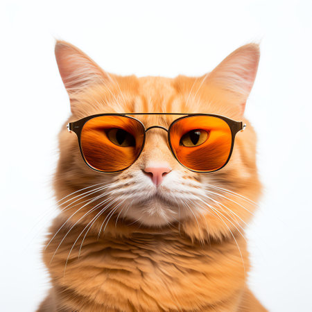 cute adorable orange cat wears sunglassesの素材
