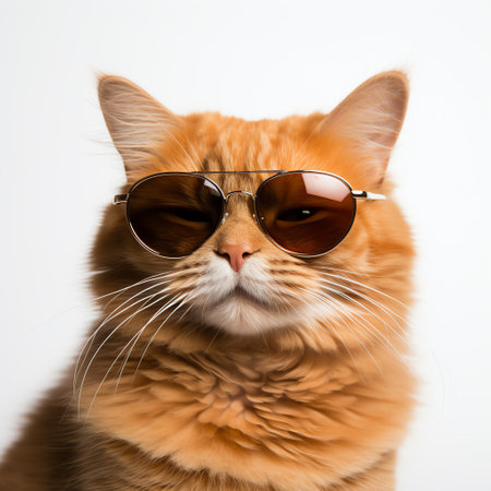cute adorable orange cat wears sunglassesの素材