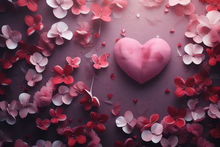 valentine day background with hearts and rosesの素材