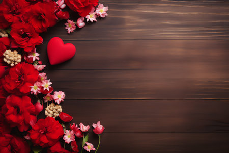 valentine day background with hearts and rosesの素材