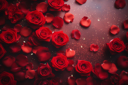 valentine day background with hearts and rosesの素材