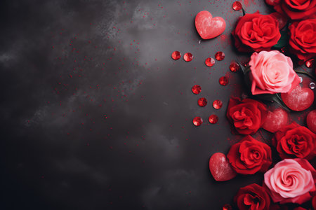 valentine day background with hearts and rosesの素材