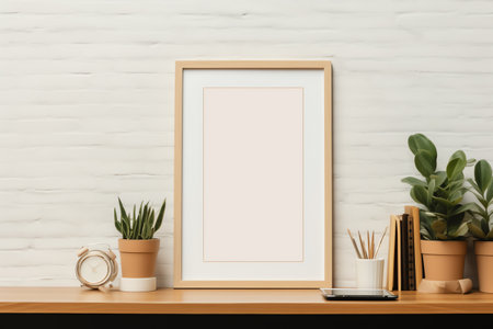 blank frame in modern home interior mockup backgroundの素材