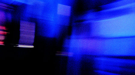 blue and black grainy abstract speed blur background with noise texture for header poster banner backdrop designの写真素材