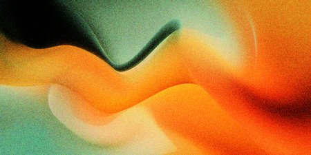 orange yellow gray abstract fluid wave background with grain and noise textureの写真素材