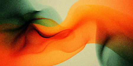 orange yellow gray abstract fluid wave background with grain and noise textureの写真素材