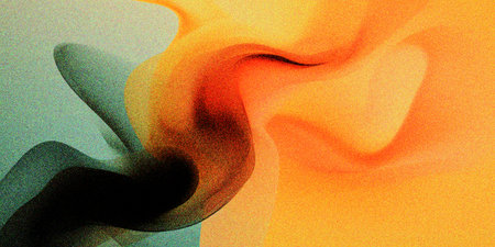 orange yellow gray abstract fluid wave background with grain and noise textureの写真素材