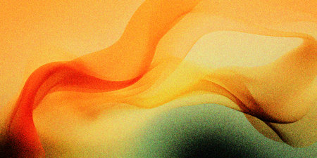 orange yellow gray abstract fluid wave background with grain and noise texture