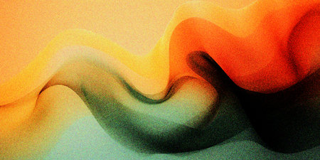 orange yellow gray abstract fluid wave background with grain and noise texture